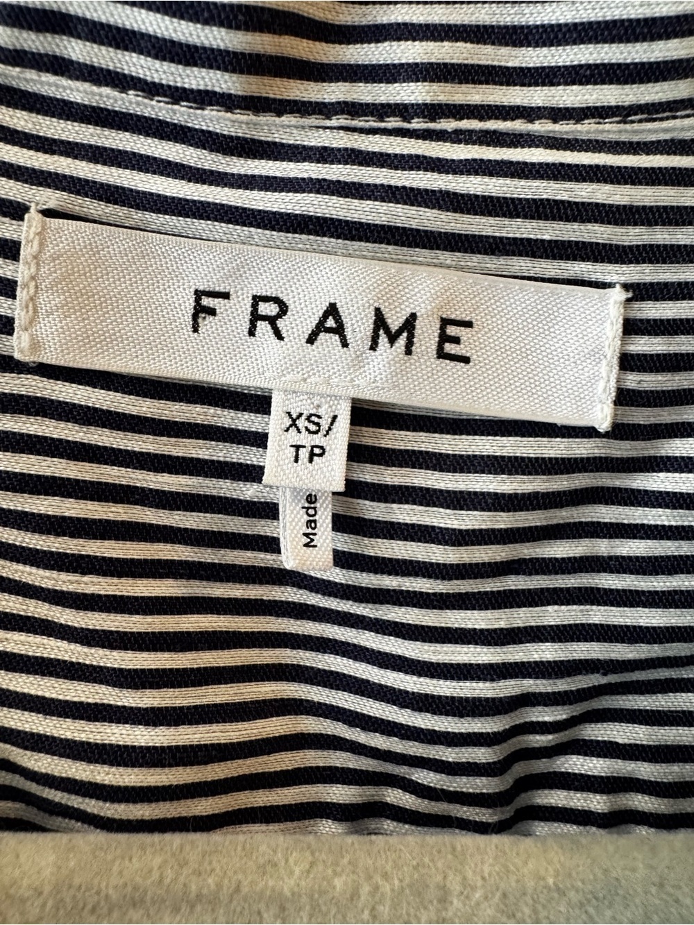 FRAME Women's Navy White Striped Button Down Shirt XS - Picture 4 of 4